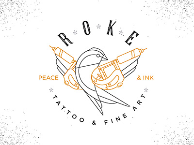 Roke white version bird branding dove icon line linear linelogo logo sparrow tatoomachine tattoo vector