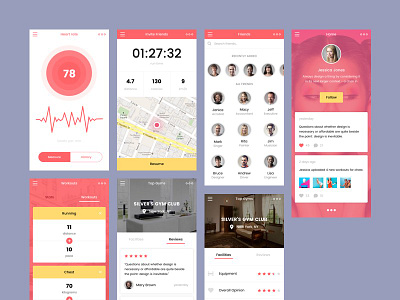 Sportify Fitness App UI Kit │designerbundle.com app design apple design design bundle design template fitness app ui ios ios app design mobile design ui ui kit user interface ux