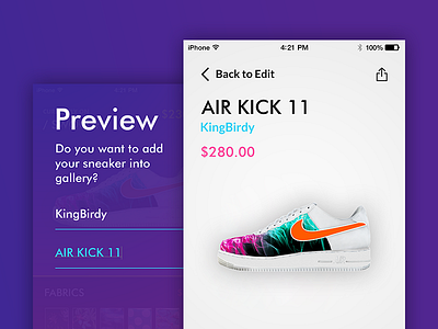 Queer Kids Kicks Creator app design blue editor ios kicks kids kicks preview pruple ui design