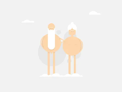 Hippie Nude character hippie illlustration nude old people