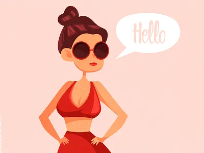 Retro girl character glasses illustration pin up retro swimsuit vector vintage