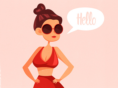 Retro girl character glasses illustration pin up retro swimsuit vector vintage