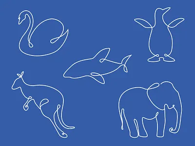 Ribbon Animals animals linear outline ribbon squiggle