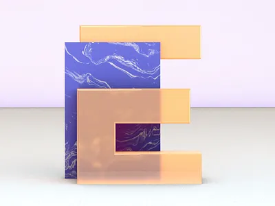 E 3d c4d letters marble type
