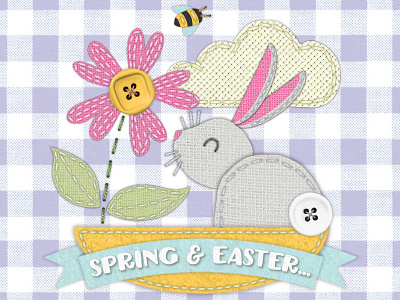 Spring collage! brush brushes craft embroidery fabric illustrator stitch wool