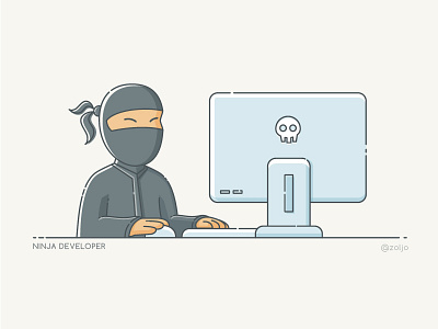 Ninja Developer cartoon coder computer designer developer illustration lineart master ninja stock vector