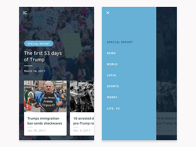 Daily UI, Day #4: News article immigration material material design menu navigation news report trump ui