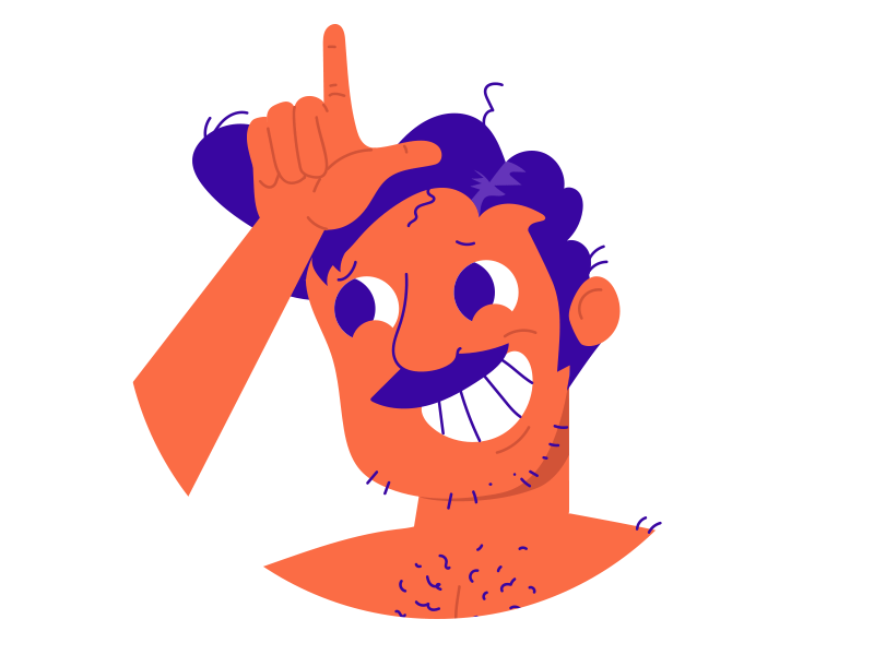 Loser 36daysoftype character colour design duo hand l loser moustache shape smile thumb