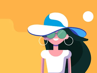 Sunny Day! beach bright bright light cap day designer girl glares glasses graphic design illustration landscape smart smile sun sunny sunshine vector women 2d