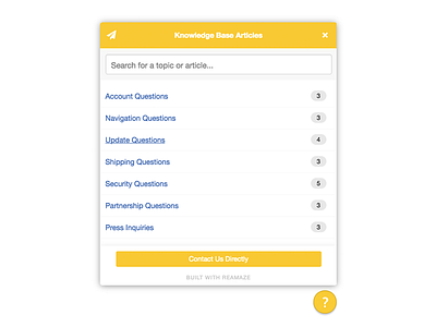 New Reamaze Shoutbox with FAQ! colors dashboard desktop flat iframe knowledge base minimal modal pop up simple ui ux
