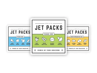 Jet Pack Labels clean icons illustrations jet label packaging packs simple snacking