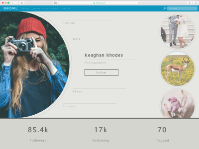 Daily UI Challenge #006 daily ui daily ui challenge daily ui challenge 006 follow growl personal photographer photography profile user profile