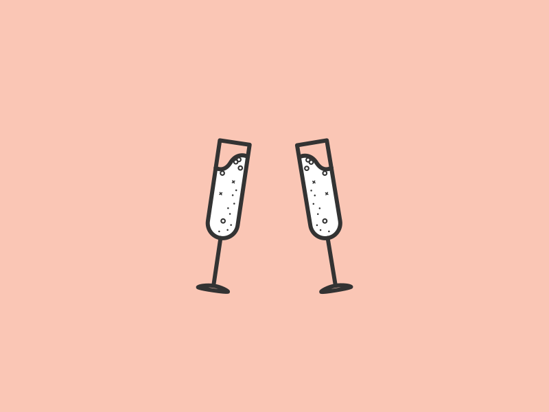 Cheers animation bubbly champagne cheers clink icons illustration