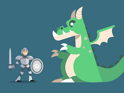 Knight and dragon character illustration knight