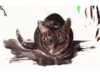 Cat waiting to hunt cat hunter illustration