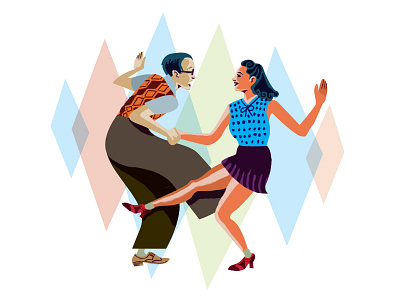 Swing Dancing Illustration dance illustration retro swing dance vintage