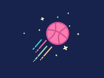 sup dribbble! ball colors debut design dribbble first illustration shooting star shot sky space