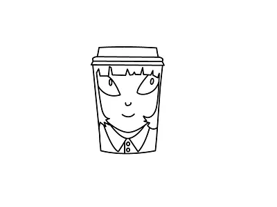Espresso People 02 bw character coffee drawing lined mug