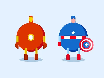 Iron Man and US captain blue captaon cartoon illustration iron red