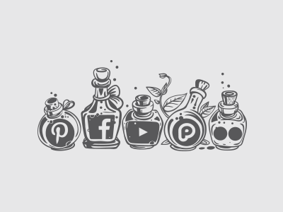 Social Media Icons bottle facebook flickr icons media pintrest pluckr potion social youtube