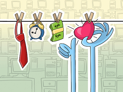 Fin your passion illustration career choice concept design heart illustration job money passion tie time work