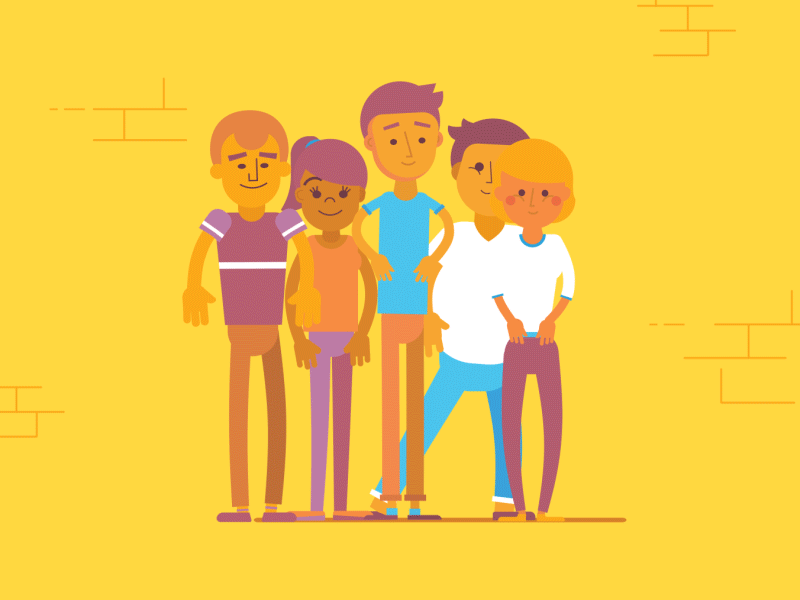 Fancy friends 2d after effects animation character friends gif hello illustration illustrator jump loop