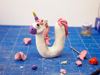 U as Unicorn clay lettering modelling plasticine sculpting type u unicorn