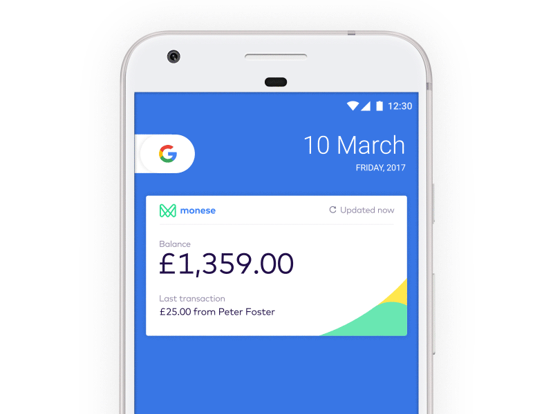 Monese Android Widget android animation bank finance fintech monese ui ux widget
