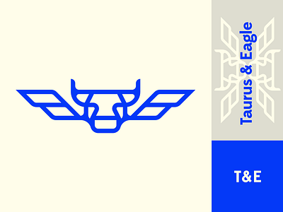 Taurus & Eagle - Logo Explorations blue bull corners eagle fluo line logo rounded symmetrical symmetry taurus wings