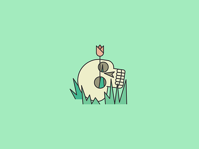 Spring Has Come bones death flower grass life resurrection skull spring tulip