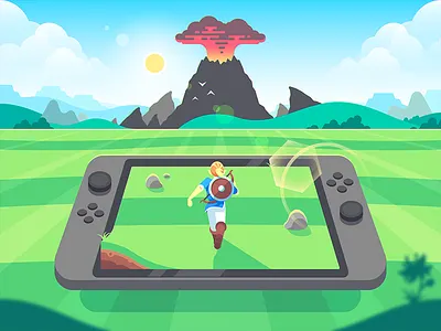 Breath of the Wild character flat game hyrule illustration link man nintendo switch the legend of zelda vector zelda