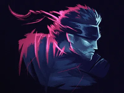 Snake art bandana blue character design design digital painting illustration lighting metal gear solid red shadows solid snake