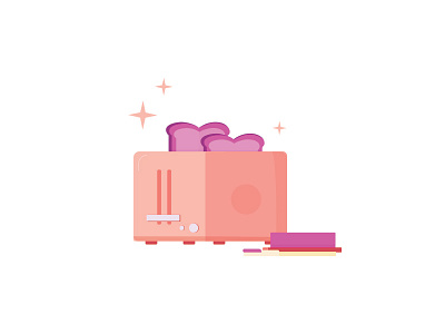 Toasty food icon illustration mid century simple toast toaster vector