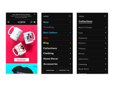 Look Human Mobile Header & Nav look human mobile navigation ui ux