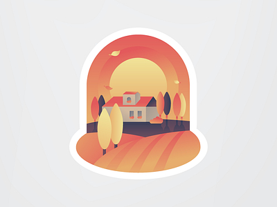 Autumn in Toscana autumn contest fall gradient illustration italy sticker stickermule warm