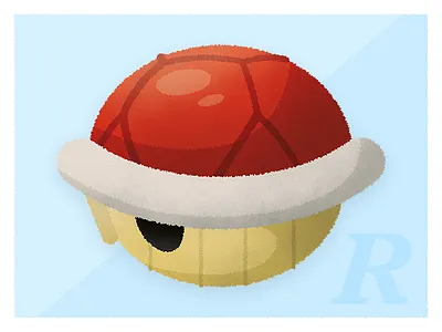 R is for Red Shell game gamecube illustration luigi mario mario kart n64 nintendo red shell retro vector wii