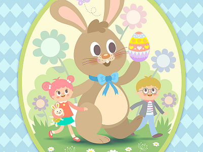 Happy Easter card design children cute easter easterbunny egg happy