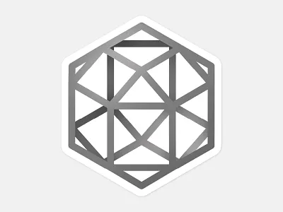 Rhombicuboctahedron - Isometric cubism design grey isometric shapes sticker vector