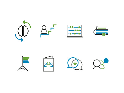 Iconpack coaching communication goals icons illustration leadership