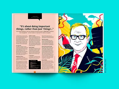 EasyJet Traveller Magazine - Editorial Illustration business color corporate editorial illustration office portrait regus spread travel