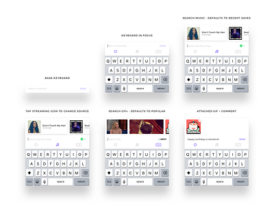 Cymbal 3.0 Keyboard Overview apple music chat giphy ios keyboard music social soundcloud spotify ui ux