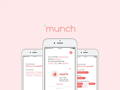 munch, for healthy snacking app concept healthy eating mobile ui