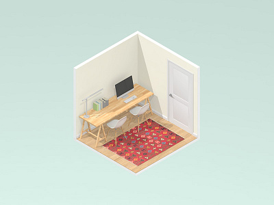 Workplace 3d desk isometric office