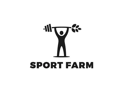 Sport farm bw corn farm fitness food gym health logo man minimal sport