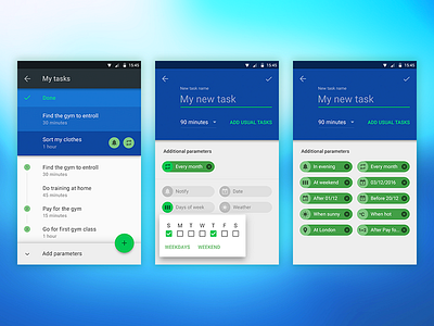 3 Tasks inner screens android material design tasks todo ui ux