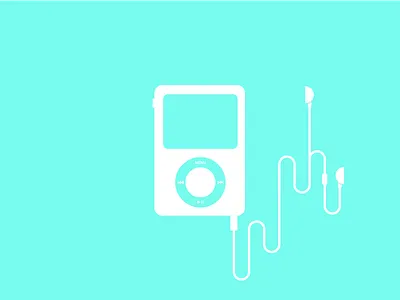 Ipod Generations apple blue flat design headphones ipod music simple white