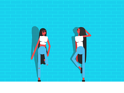 Fashionista affinity designer brick fashion illustration jeans street fashion wall woman