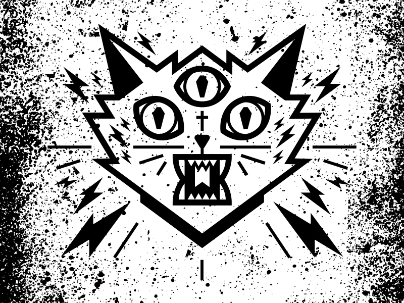 Coffin-eyed cat after effects animation cat coffin cross flash grunge illustrator lightning motion design texture