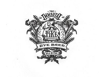 Day 45 The Immortal Pike Rye Beer character craft design illustration ink label lettering logo