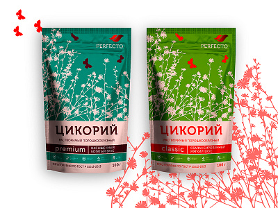 Сhicory packaging bright chicory coffee design drink flowers graphic packaging